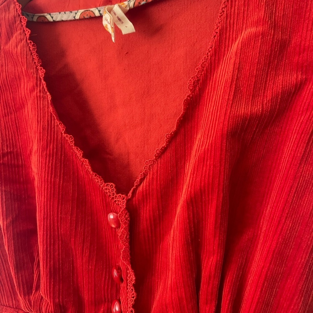 Maeve Y2K retro Vintage Goth Victorian Red Corduroy Dress Holiday /Party Sz 4 - Picture 4 of 10
